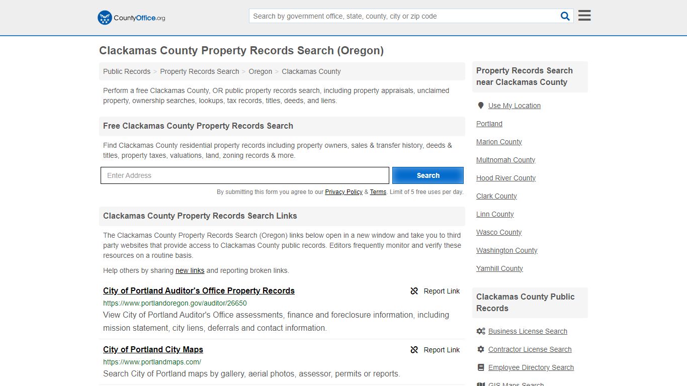 Clackamas County Property Records Search (Oregon) - County Office