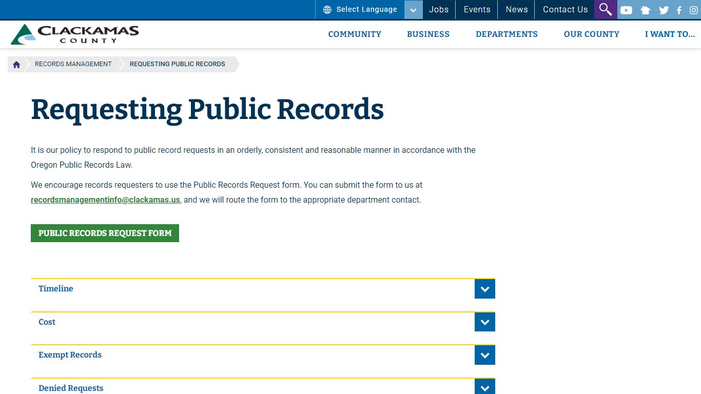 Requesting Public Records | Clackamas County