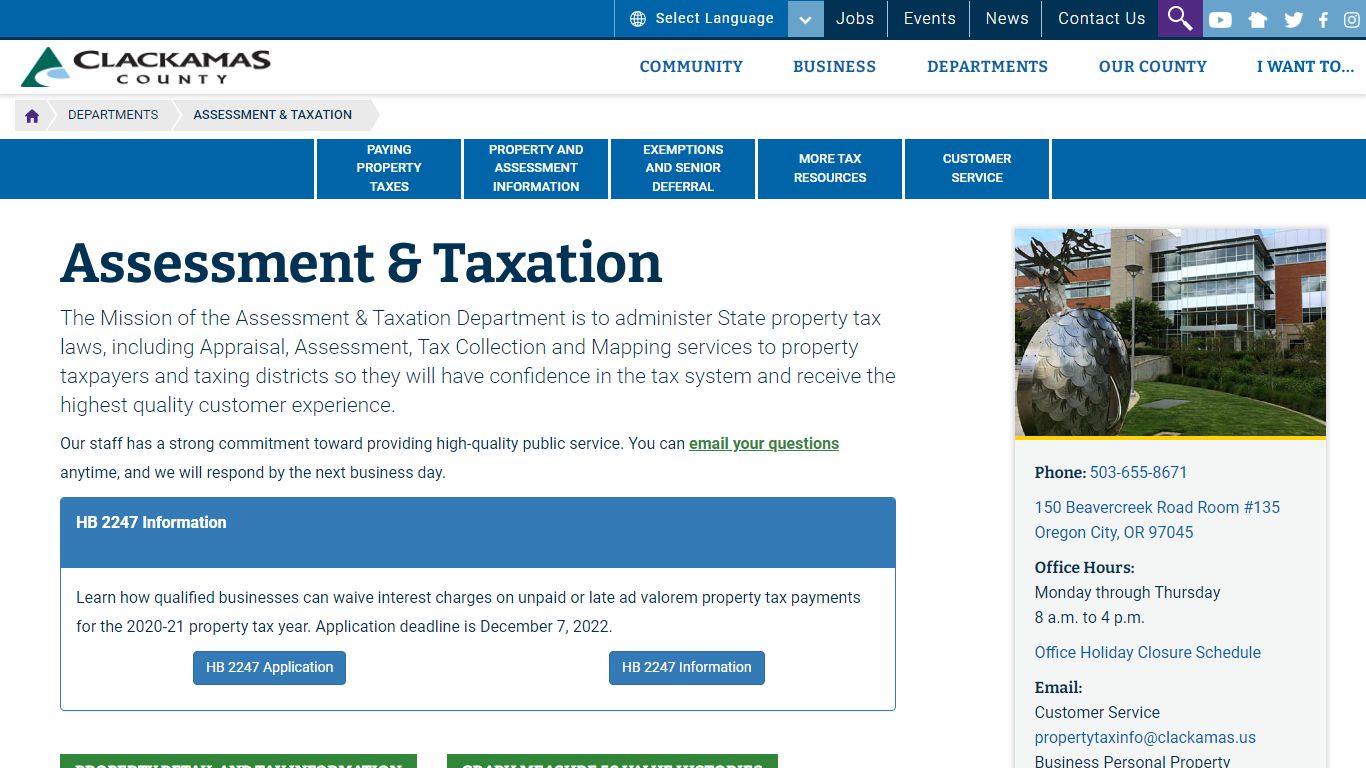 Assessment & Taxation | Clackamas County